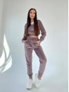 Жіночий велюровий костюм кольору капучiно 26801