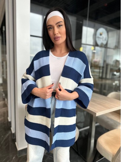 Женский вязаный кардиган синего цвета 30136