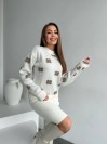 Женский вязаный костюм молочного цвета 26936