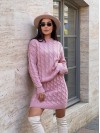 Жіночий в'язаний костюм зі спідницею рожевого кольору 30425
