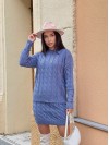 Женский вязаный костюм с юбкой синего цвета 30426