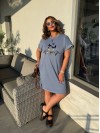 Жіноча літня сукня з малюнком сiрого кольору 33491