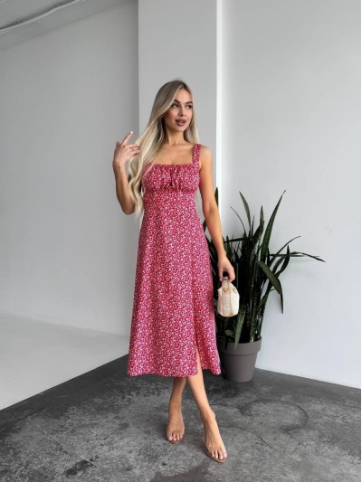 Жіноче літня сукня в квітку червоного кольору 33499