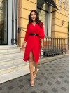 Женское платье с поясом красного цвета 28307