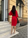 Женское платье с поясом красного цвета 28307