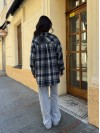 Жіноча байкова сорочка в клітинку вiльного синього кольору 35645