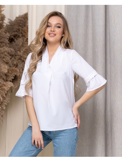 Жіноча базова блузка бiлого кольору 33915