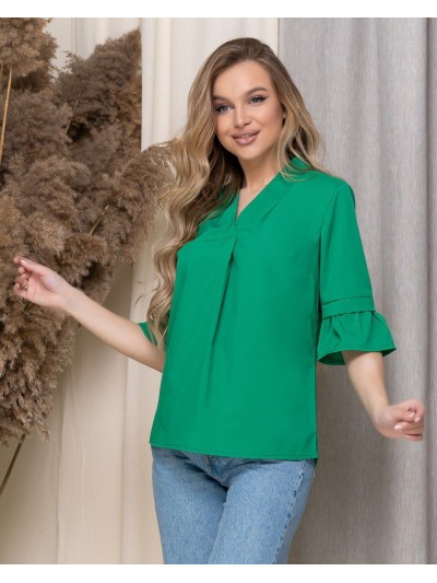 Жіноча базова блузка зеленого кольору 33911