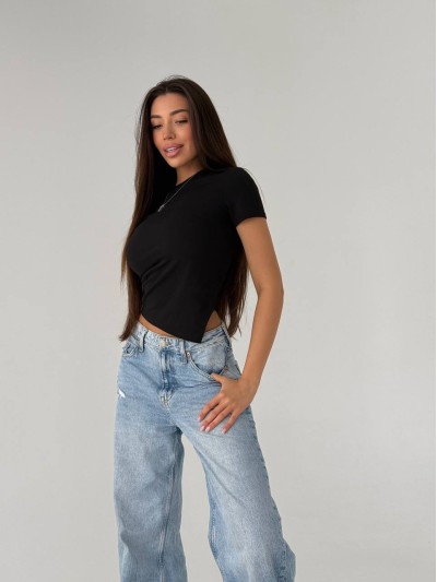 Жiноча базова футболка чорного кольору 33632