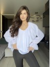 Жіноча блуза з воланами бiлого кольору 36024