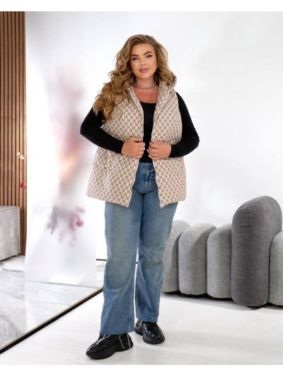 Жіноча демісезонна жилетка бежевого кольору 34588