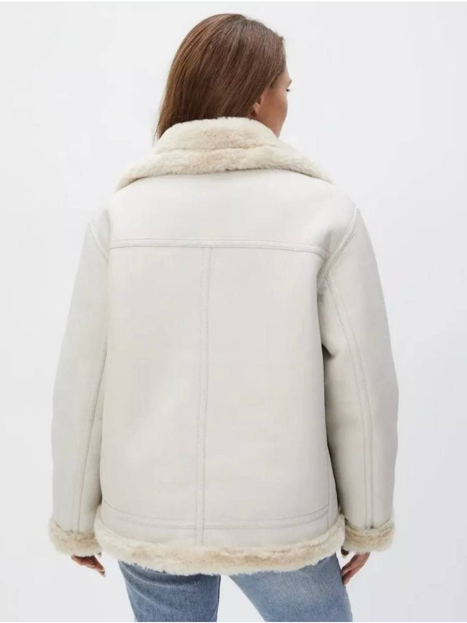 Жіноча дублянка молочного кольору 35977
