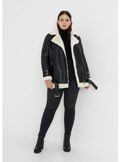 Жіноча дублянка на запах чорного кольору 35978