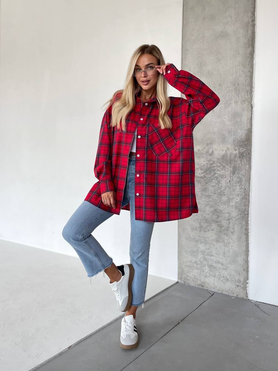 Жіноча фланелева сорочка в клітинку бордового кольору 31864