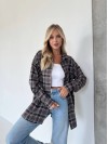 Жіноча фланелева сорочка в клітинку графiтового кольору 34151