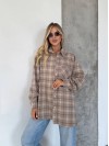 Жіноча фланелева сорочка в клітинку кавового кольору 31865