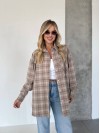 Жіноча фланелева сорочка в клітинку кавового кольору 31865