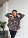 Жіноча фланелева сорочка в клітинку кавового кольору 35248