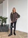 Жіноча фланелева сорочка в клітинку коричневого кольору 35245