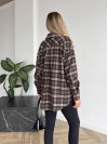 Жіноча фланелева сорочка в клітинку коричневого кольору 35245