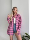 Женская фланелевая рубашка в клетку малинового цвета 31863