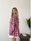 Жіноча фланелева сорочка в клітинку пудрового кольору 32246