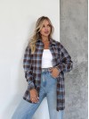 Женская фланелевая рубашка в клетку синего цвета 31866