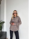 Жіноча фланелева сорочка в клітинку темно-бежевого кольору 35247