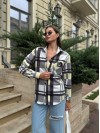 Жіноча флiсова сорочка в клітинку сiрого кольору 35363