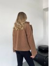 Жіноча коротка шуба-куртка з букле кавового кольору 35407
