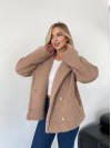 Жіноча коротка шуба-куртка з букле бежевого кольору 35403
