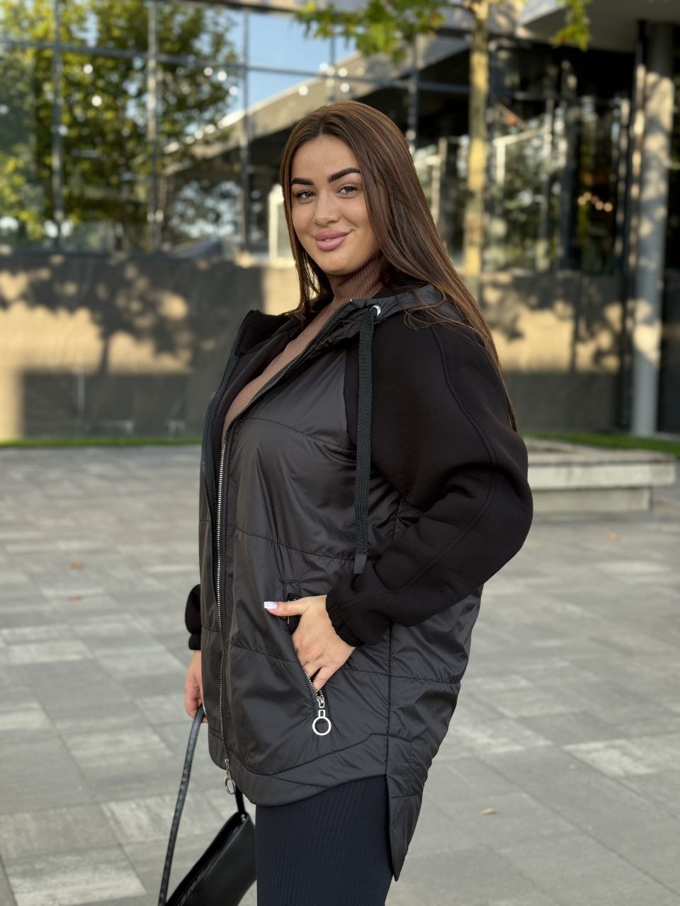 Женская куртка-кардиган черного цвета 34851