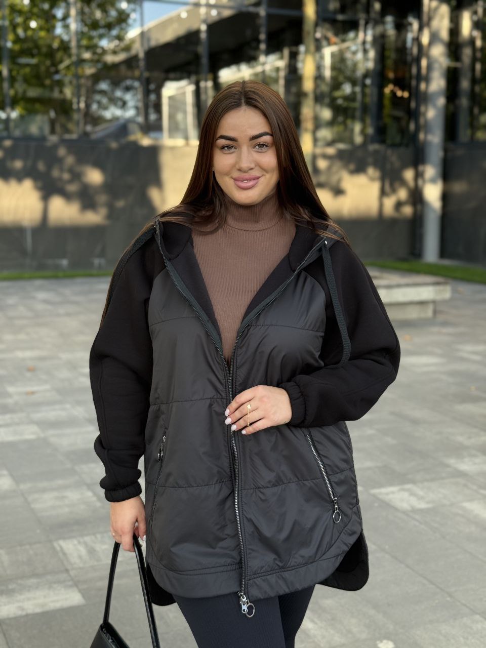 Женская куртка-кардиган черного цвета 34851