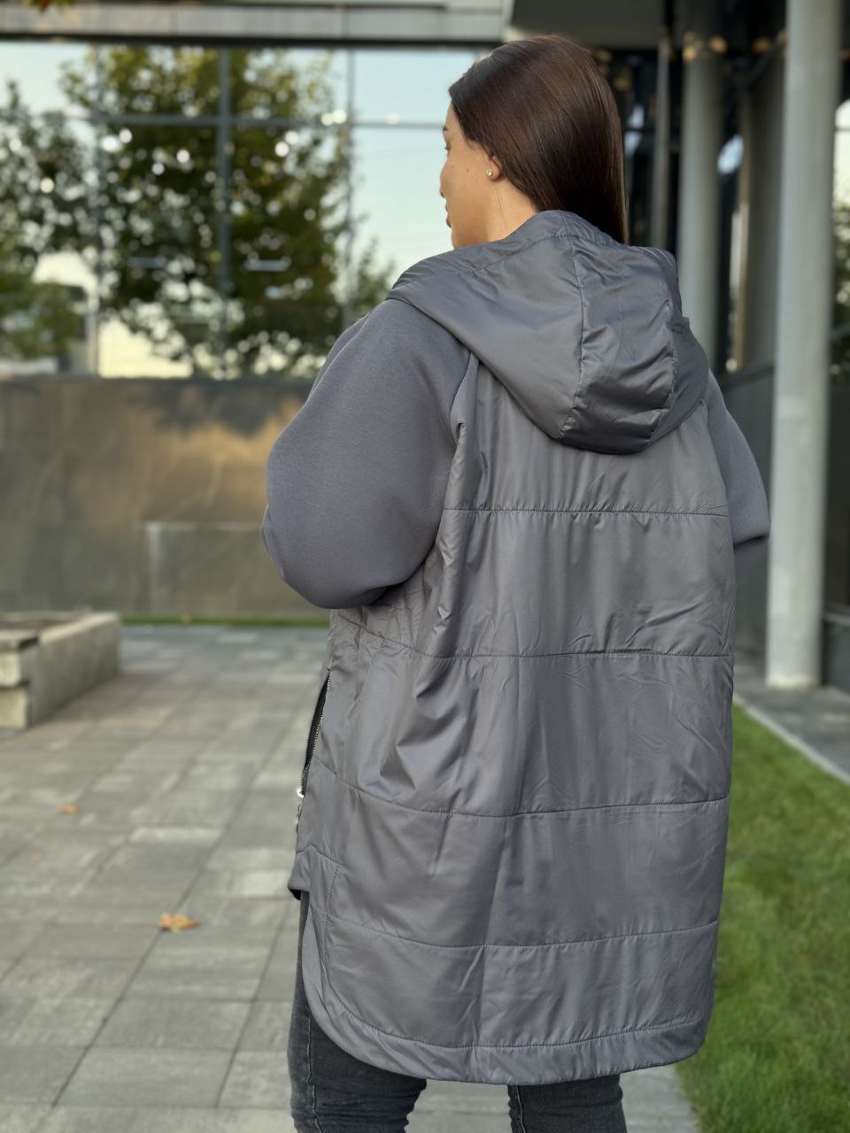 Женская куртка-кардиган графитового цвета 34850