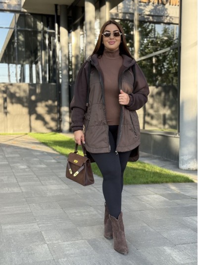 Женская куртка-кардиган коричневого цвета 34728