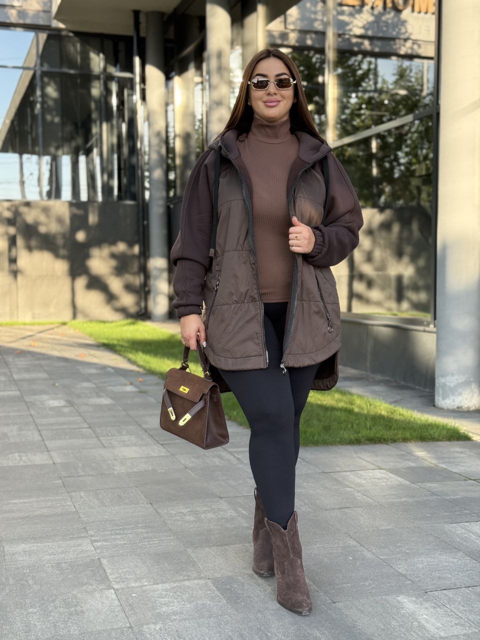 Женская куртка-кардиган коричневого цвета 34728