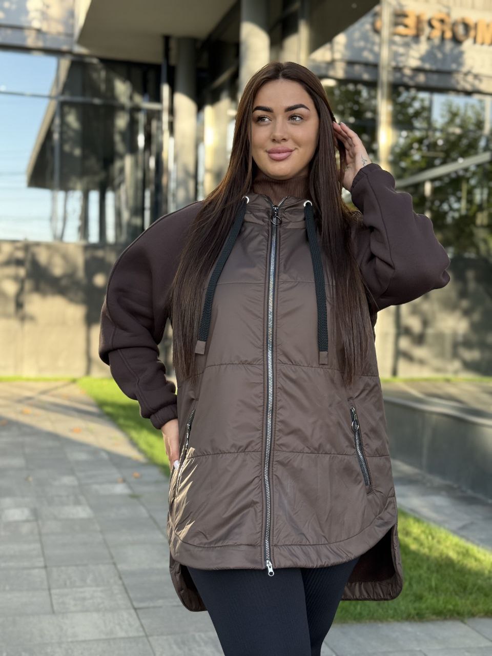 Женская куртка-кардиган коричневого цвета 34728