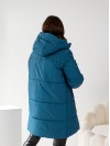 Жіноча куртка стьобана з капюшоном кольору морської хвилі 34501