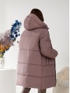 Жіноча куртка стьобана з капюшоном пудрового кольору 34500