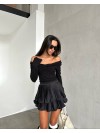 Жіноча легка спідниця міні чорного кольору 33615