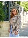 Жіноча сорочка в клітку бежевого кольору 34037