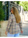 Жіноча сорочка в клітку бежевого кольору 34037