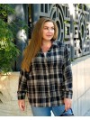 Жіноча сорочка в клітку графiтового кольору 34039