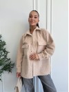 Жіноча сорочка з букле бежевого кольору 34127
