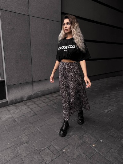 Жіноча спідниця шовкова максі коричневого кольору 34633