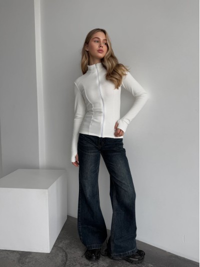 Жіноча тепла кофта на змiцi молочного кольору 35591