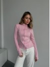 Женская теплая кофта на змейке розового цвета 35588