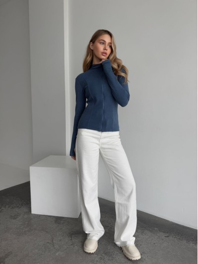 Жіноча тепла кофта на змiцi синього кольору 35590