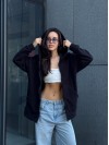 Женская теплая кофта свободного кроя черного цвета 34939