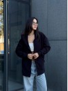 Женская теплая кофта свободного кроя черного цвета 34939